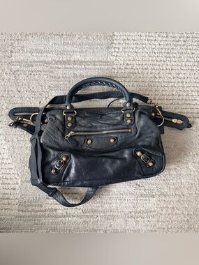 Rare BALENCIAGA Agneau Giant 21 Rose Gold Hardware City Anthracite bag